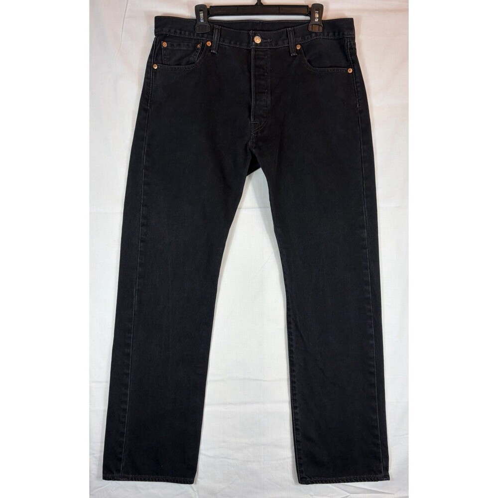 Levi’s 501 Jeans Button Fly Straight Leg 100% Cotton Black Denim Men’s 36x32 EUC